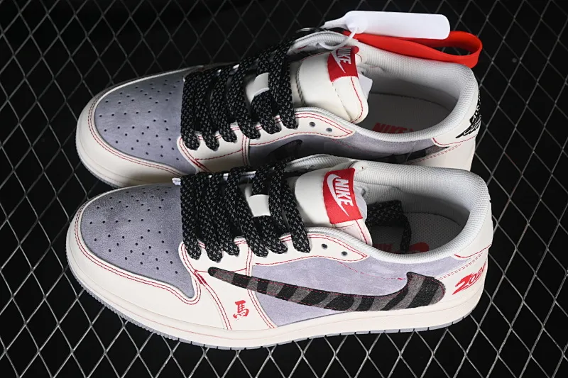 All categories Air Jordan Jordan series basketball shoes Air Jordan 1 Low High-end customized low-top sneakers Travis Scott x Fragment Design x Air Jordan 1 Low OG SP AJ1 Joe 1 Year of the Horse limited edition Gray and white leopard low-top cultural casual sneakers FF9989-012